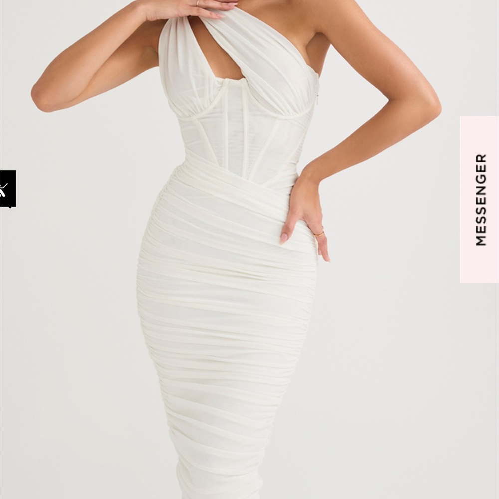 Valentina Asymmetric Cutout One-Shoulder Midi Dress